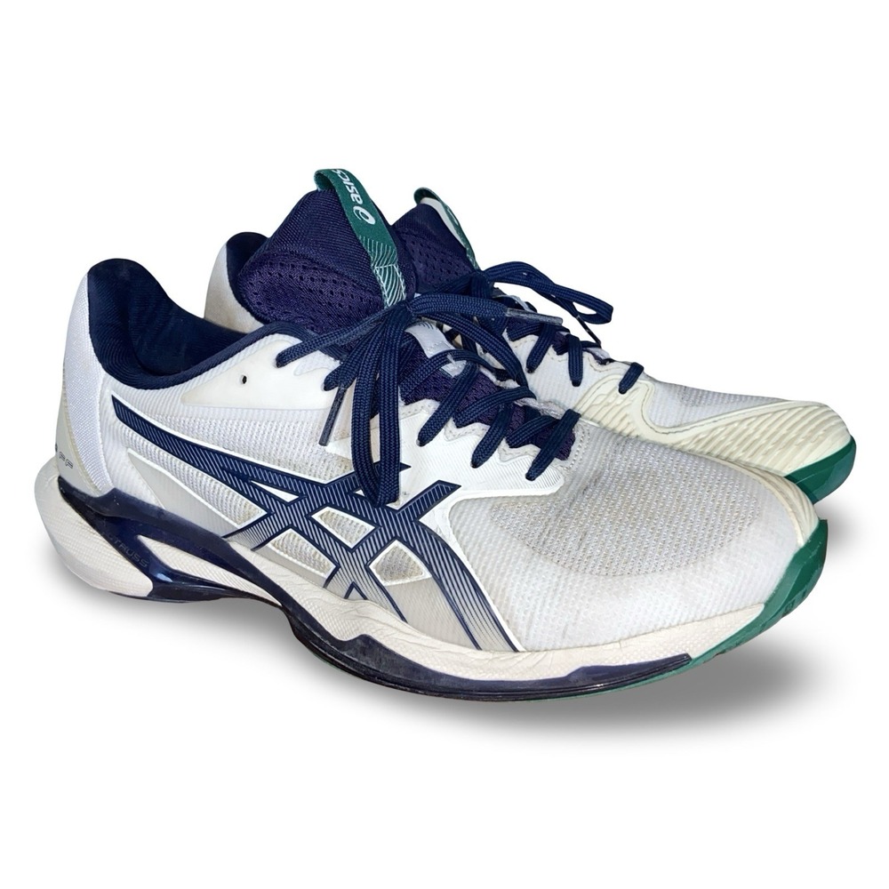 ASICS Solution Speed FF 3 Grass Tennis Shoes Men's 9.5 White Navy Green